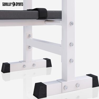 GORILLA SPORTS® Лава для жиму з підставкою, регульована висота і кут нахилу, складана, до 200 кг, чорна або біла, багатофункціональна тренувальна лава