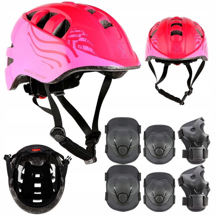 Дитячий велосипедний шолом з регулюванням та комплект захисту для скейтбордингу, розмір XS