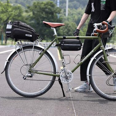 Велосипедна сумка Rhinowalk 12L на багажник, водонепроникна, з плечовим ременем, чорна