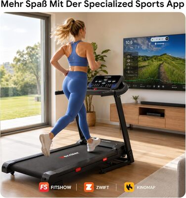 Бігова доріжка для дому складана з автоматичним нахилом 15%, Walking Pad 14 км/год, 3.0 к.с., 12 програм тренувань, фітнес-додаток, макс. навантаження 160 кг, чорна
