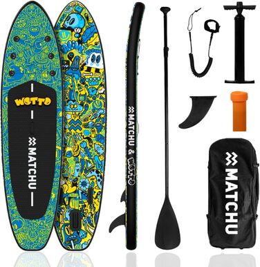 Надувне SUP-борд MATCHU Limited Edition з сертифікатом та комплектом - 320x81x15 см, до 150 кг, Art Collection Wotto Collection