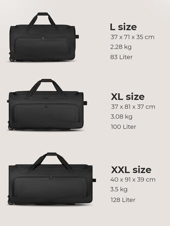 Велика дорожня сумка на колесах XXL 91 см, 128 л для чоловіків і жінок, Duffle Essentials
