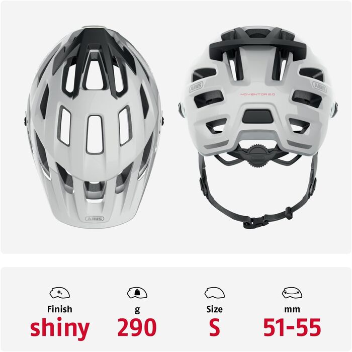 ABUS Moventor 2.0 - велосипедний шолом для гірського велосипеда, All-Mountain, білий (shiny white), S (51-55 см)