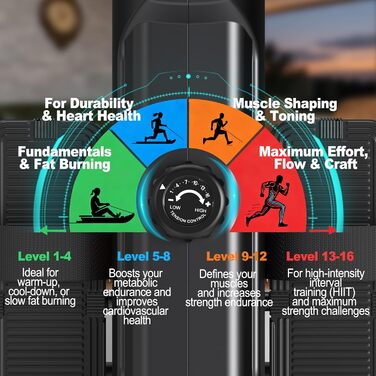 Магнітний тренажер для дому з регулюванням опору (16 рівнів), тихий (<30dB), складаний (0,28м²), синхронізація з Kinomap APP, максимальне навантаження 160 кг - ідеальний для кардіотренувань та загальної фізичної підготовки, з імітацією текстури дерева