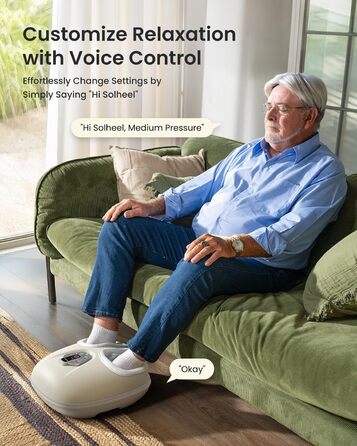 Масажер для ніг RENPHO з підігрівом, Shiatsu масажер для ніг при п'яткової фасції, подарунок на Різдво для жінок та чоловіків, бездротове керування, голосове керування (Новинка), Бежевий
