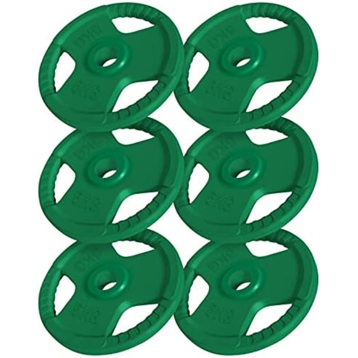 Диски для штанги GORILLA SPORTS, гумові з ручками, 50 мм, набір 30 кг (6×5 кг), олімпійські вагові плити для фітнесу