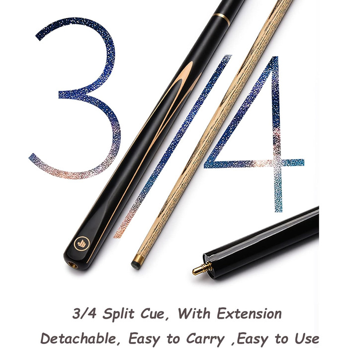 HIOD Більярдний кий 19oz, 57 дюймів, з насадками 10mm, ручна робота, для снукеру, з коробкою та подовжувачами