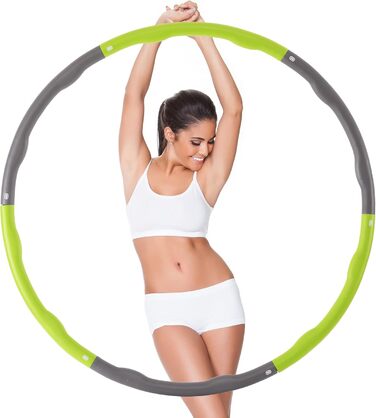 Ultrasport Хулахуп для фітнесу, 6 секцій, м'який піноматеріал, для зміцнення спини та преса, зменшена кількість виступів, для початківців і досвідчених, зелено-сірий