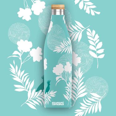 Термос-бутилка SIGG Meridian 0,5 л Sumatra Birds, нержавійка, бамбукова кришка, ізольована, без BPA, герметична