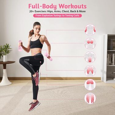 Регульований набір гантелей-кетлбелів для жінок 1 кг, рожевий (2-в-1) для фітнесу вдома