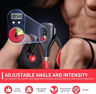 Тренування стегон та тазового дна: тренажер для дому з регульованими ременями та ручками (чорний + червоний)