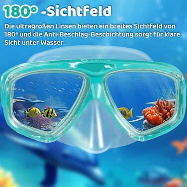 Дитячі окуляри для плавання Vvinca з захистом носа та м'яким ремінцем, міцні, антизапітніючі та водонепроникні, для дітей 3-14 років, колір: темно-зелений
