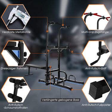 COSTWAY Klimmzugstange Freistehend: Турнік для підтягувань, Power Tower, обладнання для силових тренувань, фітнес-станція для дому, вантажопідйомність до 150 кг