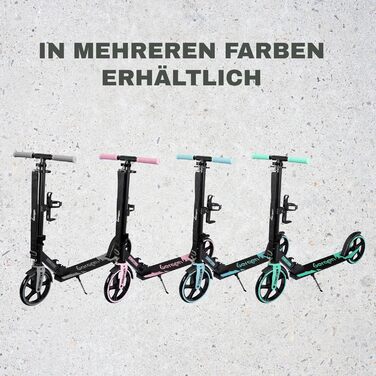 Самокат міський Bergen City Scooter Downtown, алюмінієвий, складаний, 3.3 кг, колеса 200 мм, регульована висота, для дітей від 6 років, підлітків та дорослих до 100 кг, чорний/рожевий