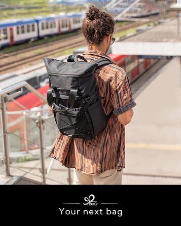 Рюкзак WATERFLY Rolltop 16-21л для чоловіків і жінок, стильний міський рюкзак із відділенням для ноутбука 16