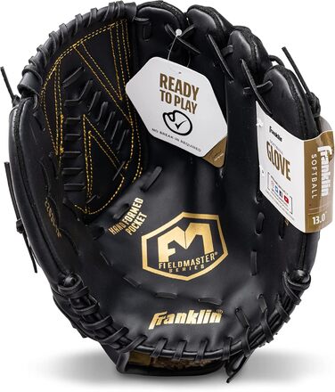 Рукавиця для бейсболу та софтболу Franklin Sports Field Master (Права рука, 33 см, Чорно-золота)