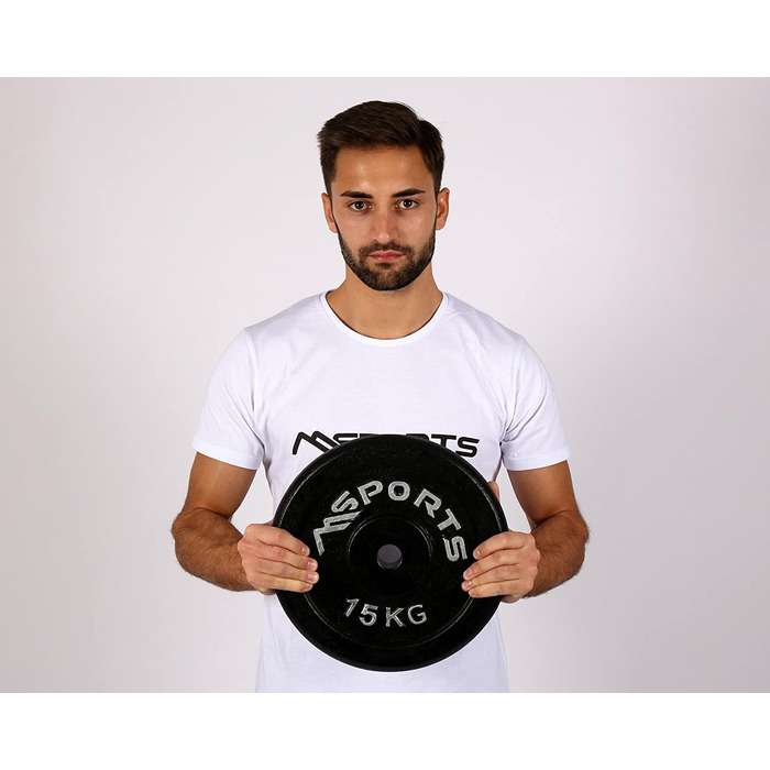 Пара гантельних дисків MSPORTS Professional з чавуну, 2 x 15 кг, чорні