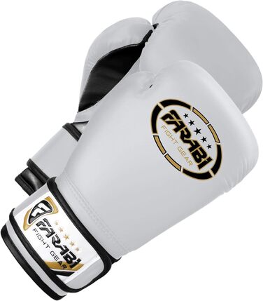 Дитячі боксерські рукавички Farabi Sports 6oz/8oz - білі для боксу, ММА, муай-тай, кікбоксингу та спарингу