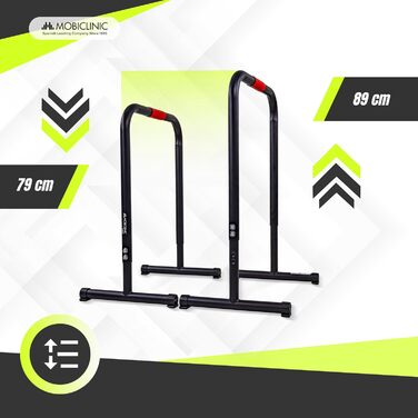 Mobiclinic® Дисбаран, турнік для віджимань та підтягувань, регульована висота 79-89 см, неслизькі ручки, гумові ніжки, посилена сталь, для фітнесу, Twins
