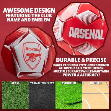 Офіційний футбольний м'яч Arsenal FC, розмір 4, червоний, ліцензія клубу, подарунок для фанатів