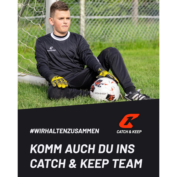 Дитячі воротарські рукавички CATCH & KEEP® Protector з посиленим захистом пальців, преміум якість, жовті, розмір 3