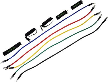 Набір еластичних стрічок Tunturi 5er для силових тренувань: 1 стрічка для ноги, 2 ручки, 1 дверний анкер