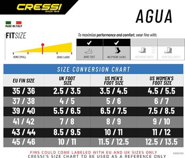 Ласти Cressi Agua Short короткі для снорклінгу та плавання, розмір 45/46, сині