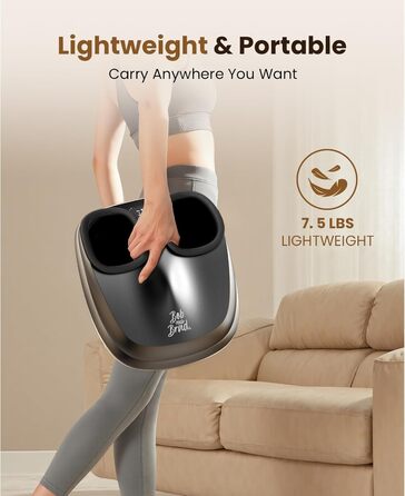 Електричний масажер для ніг Bob and Brad Lite з підігрівом, розминаючою та компресійною функцією, Shiatsu масажер для ніг, для зняття болю (до 45 розміру), з пультом керування