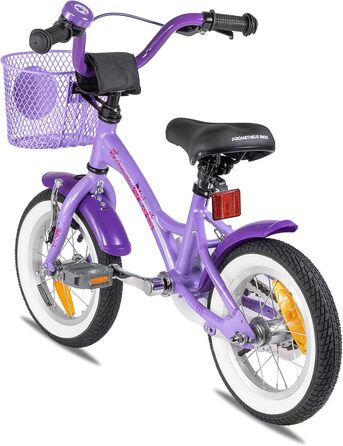 Дитячий велосипед Prometheus для дівчаток 12 дюймів з підтримкою коліс та заднім гальмом, фіолетовий