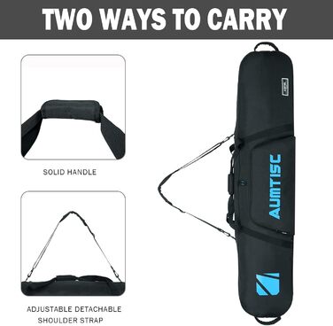 Чохол для сноуборду AUMTISC: захисний мішок для сноуборду, скі-багаж, скі-спорядження, сумка для подорожей, синій, 155 см