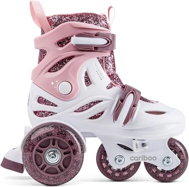 Дитячі ролики Cariboo для початківців, регульовані, 2 розміри, з навчальними колесами, рожеві, для дівчаток, балерина (31-35, рожево-сливовий)