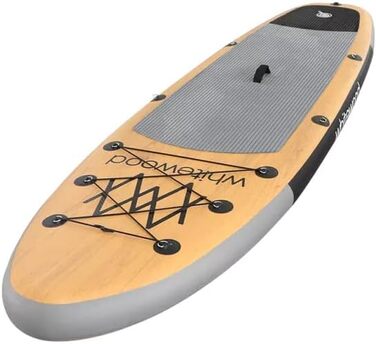 Надувна SUP-дошка Whitewood 305-335 см, преміум-дизайн під дерево, вантажопідйомність 180 кг, для 2-3 осіб, з аксесуарами: рюкзак, весло, насос, страховочний ремінь, водонепроникна сумка