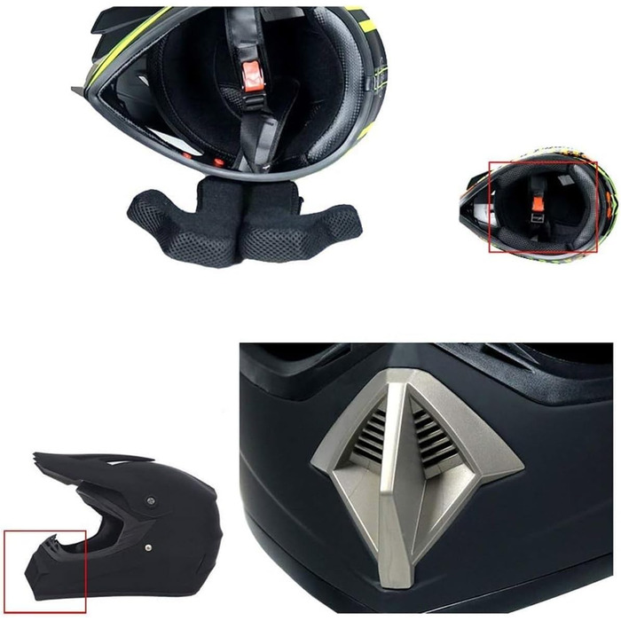 Шолом мотокросовий унісекс, повний захист обличчя, для мотогонщиків, MTB, ATV, картинг, скутер, квадроцикл, дорослий, червоний, розмір M (54~55 см)