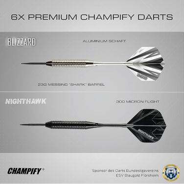Дартс Champify® Steeldart Ø 45см: Набір з 6 дротиками, професійний, для початківців та досвідчених гравців, сізал, з монтажним комплектом