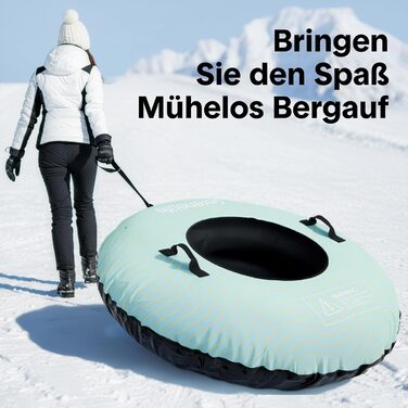 Надувний сніговий санки SereneLife – XXL, 122 см, для дітей та дорослих, з антиковзним дном та тросом.