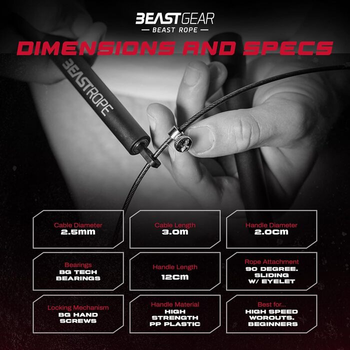 Стрибкове канат Beast Gear: сталевий, легкий, регульований, для MMA, HIIT, чорний