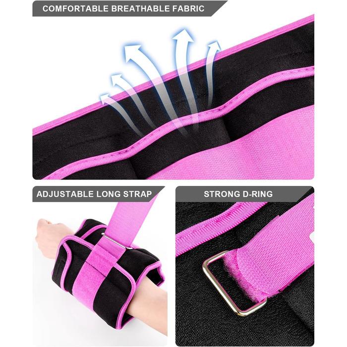 Утяжелители для рук и ног Fragraim, 6 кг (пара), регулируемые, по 3 кг на сторону, фиолетовые