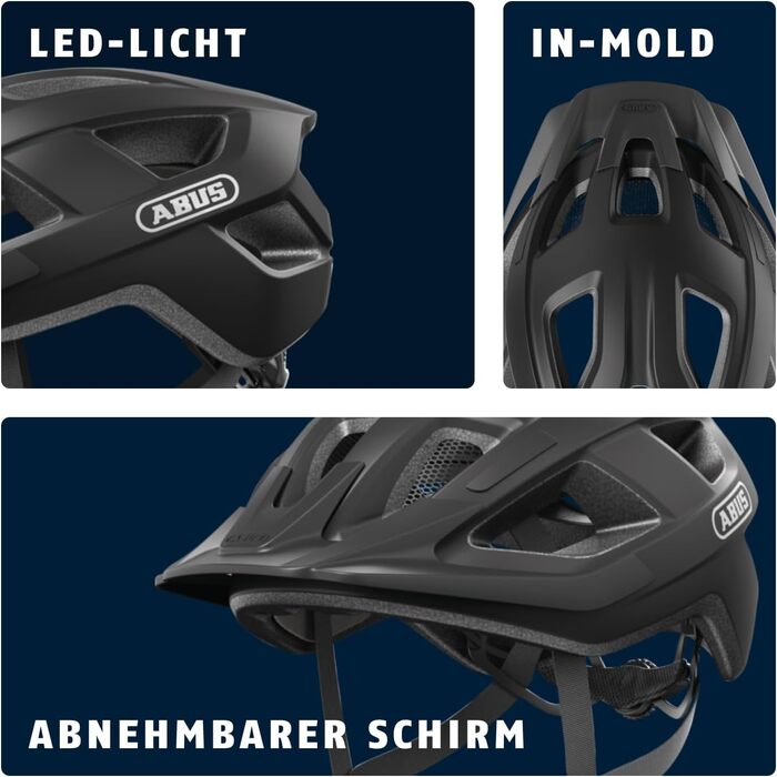 ABUS Aduro 3.0 LED - Шолом для велосипеда, чорний (Velvet Black), 58-62 см