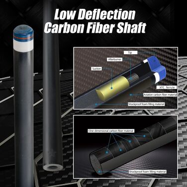 CRICAL Більярдний кий з карбону, 147.3 см, професійний, з'єднання 3/8 x 8, наконечник 12.5 мм, CL-01