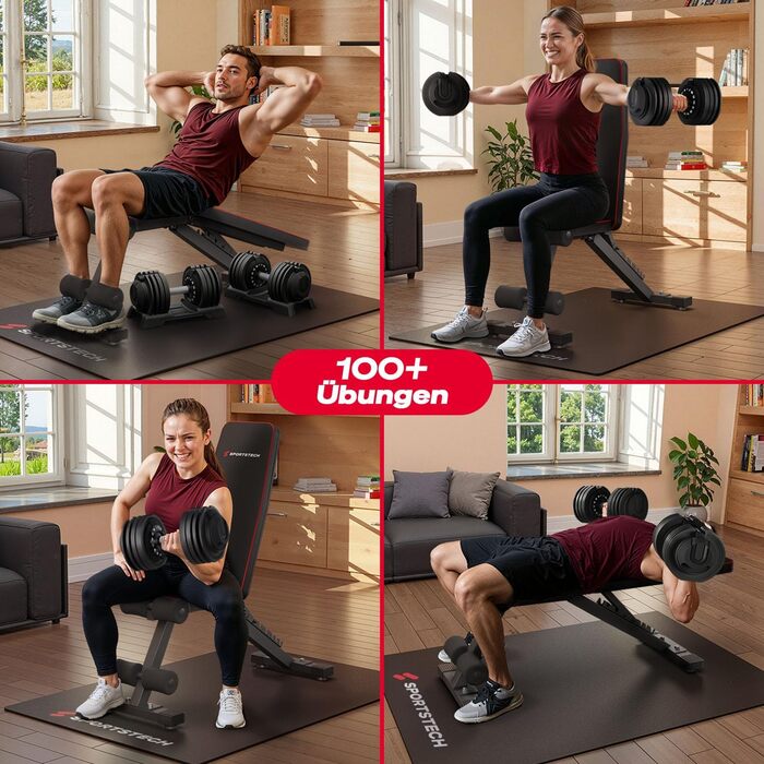 Ironmate Регульовані гантелі для дому, 1.5-18/24/40 кг, з набором дисків, 12-16 ваг, компактні, з неслизьким грифом, для силових тренувань, з підставкою (Ironmate 24 чорні)