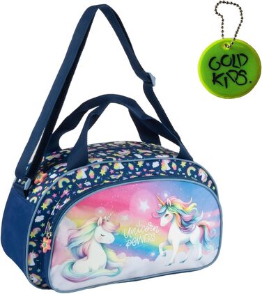 Спортивна сумка Goldkids для дітей (дівчаток та хлопчиків) з мотивом футболу та єдинорога - сумка для плавання з посиленим дном, 40 x 22 x 20 см