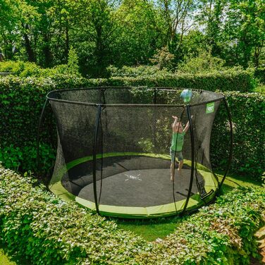 EXIT Toys Наземний батут Silhouette, діаметр 244 см, зелений - з сіткою та захистом, для дітей
