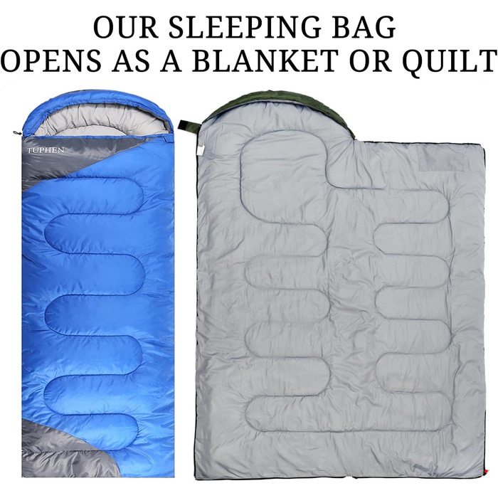 Спальний мішок 3-4 сезони для дорослих та дітей, блакитно-сірий. Легкий, водонепроникний, компактний для кемпінгу та подорожей. Розмір 219.9 x 79.9 см