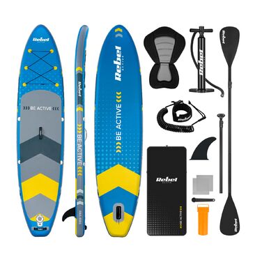 SUP дошка Rebel Electro Brett 350 см з насосом, веслом та рюкзаком (RBA-4501-BL) - надувна, Drop-Stitch