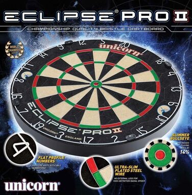 Професійна дартс-мішень Unicorn Eclipse Pro з сизалю, HD дротом та безскобовою конструкцією для дорослих