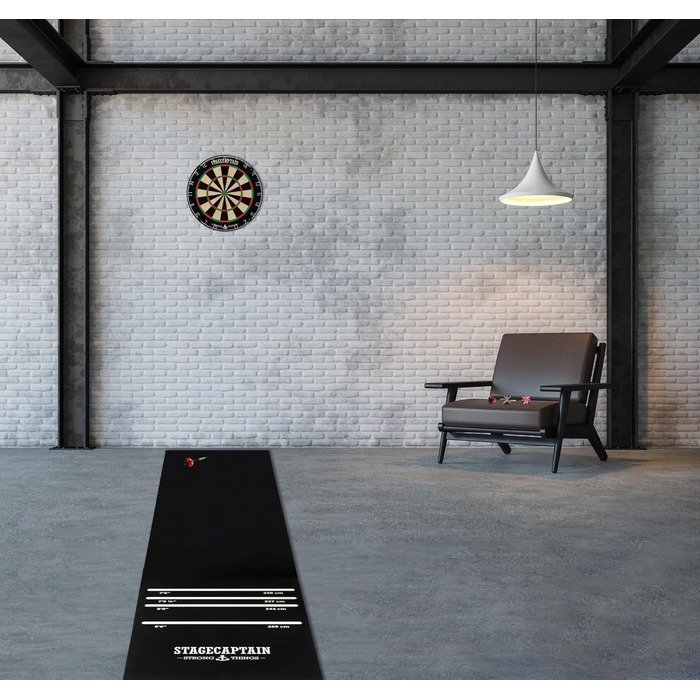 Професійна дартс-дошка Stagecaptain DBS-1715 Bullseye Pro з сисалю з дротяною сіткою, 6 сталевими дротиками, 4 наборами оперень та дартс-килимком