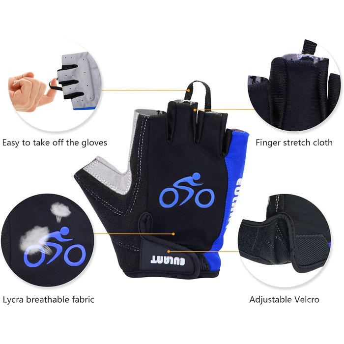 Велосипедні рукавички ONTYZZ: фітнес, тренування, для жінок та чоловіків, спортивні, безпальцеві, XL, блакитні