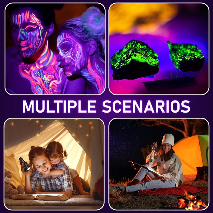 LED UV ліхтар MOWETOO 2 в 1, 395nm, детекція фальшивих грошей та сечі тварин, 4 режими, 40W, 2 шт.