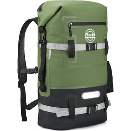 Водонепроникний рюкзак STOVER Dry Bag, 40 л, для каякінгу та водних активностей, з надійним Roll-Top, плаваюча сумка з фронтальною кишенею та світловідбиваючим елементом (Зелений)