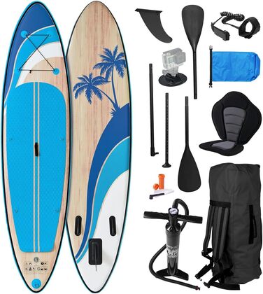 Надувний SUP Борд BRAST Tropic | Комплект для станд-ап паддлбордингу | 320x81x15 см | 6 дизайнів | 5 років гарантії | з аксесуарами | 2-в-1: SUP та каяк | тримач для Action Cam, петля для ніг, насос, рюкзак